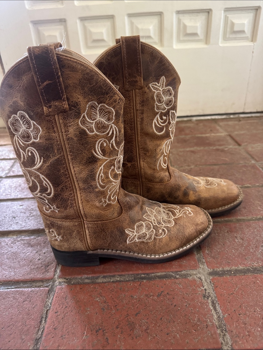 Girls’ Brown Floral Embroidered Cowboy Boots purchased at Boot Barn
